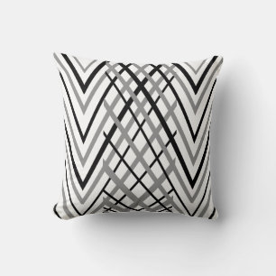 Black, Grey and White Pattern Throw Pillow