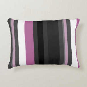 Black, Grey and White Stripes Accent Pillow