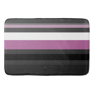 Black, Grey and White Stripes Bath Mat