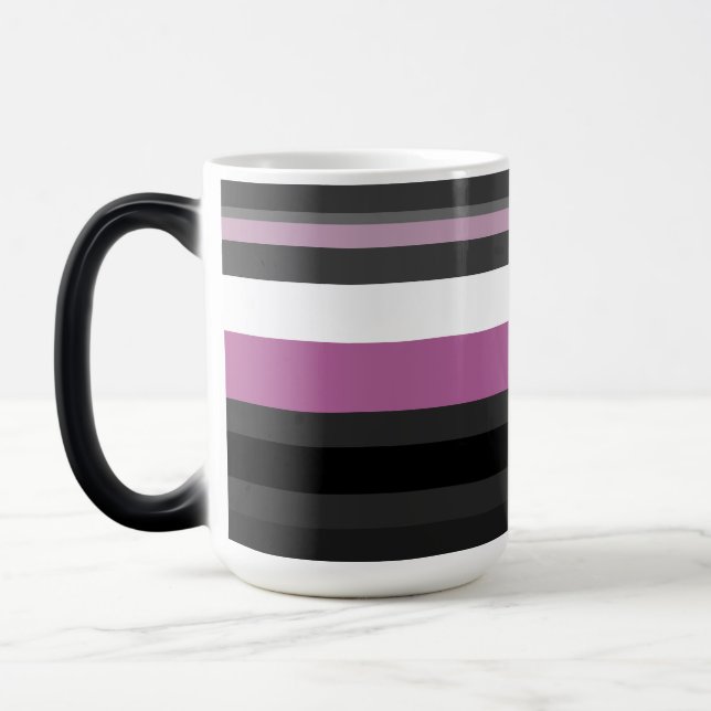 Black, Grey and White Stripes Magic Mug (Left)