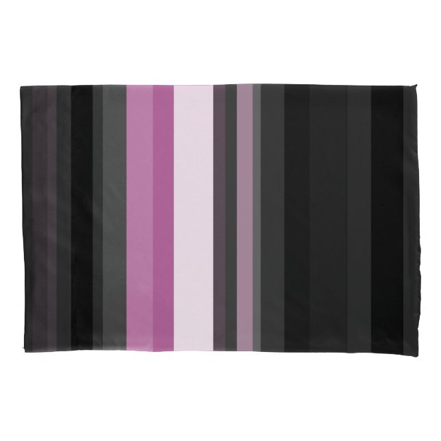 Black, Grey and White Stripes Pillowcase (Front)