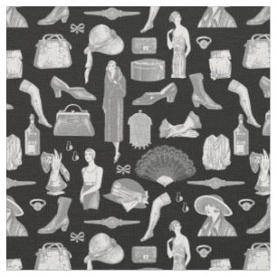 black grey art deco 1920s flapper glamour feminine fabric