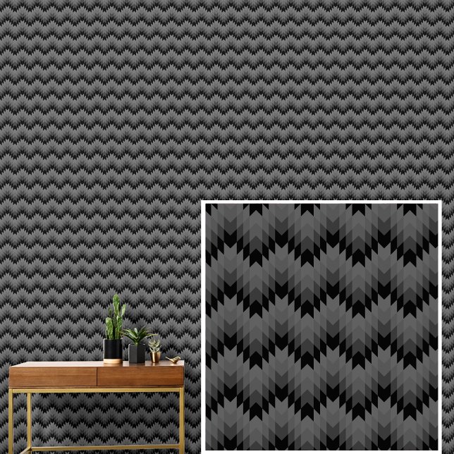 Black Grey Autumn Tones Geometric Waves Stripes Wallpaper (Creator Uploaded)