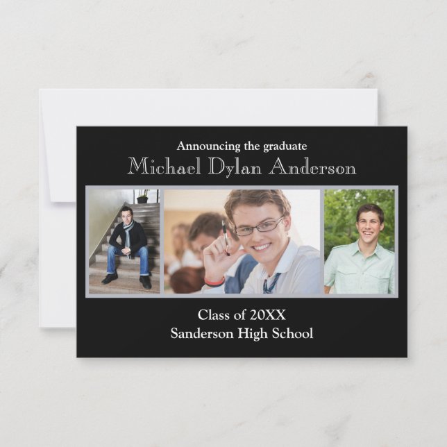 Black/Grey Background - 3x5 Graduation Party Invitation (Front)