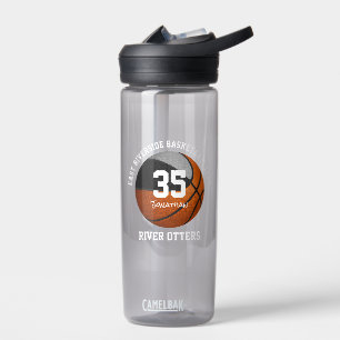 Black grey basketball club colours personalized water bottle
