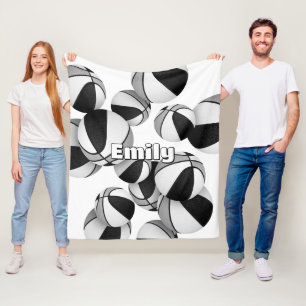 black grey basketball team colours sports decor fleece blanket