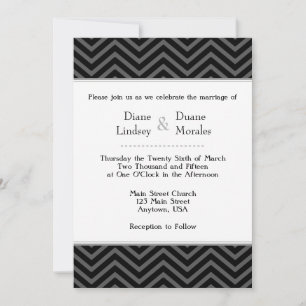 Black Grey Blanc Chevron Invitations de mariage