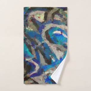 black Grey blue abstract art modern painting  Hand Towel