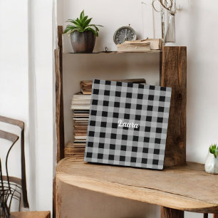 Black Grey Buffalo Plaid Holiday Binder for Gifts
