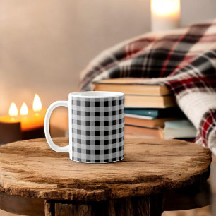 Black Grey Buffalo Plaid Holiday Coffee Mug