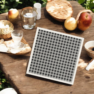 Black Grey Buffalo Plaid Holiday Napkin