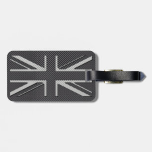 Black & Grey Carbon Fibre UK Flag Union Jack Luggage Tag