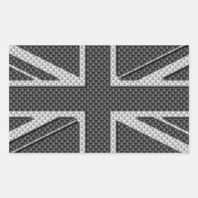 Black & Grey Carbon Fibre UK Flag Union Jack Sticker (Front)
