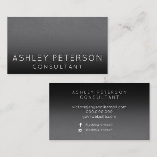 Black grey cement ombre minimal typography business card