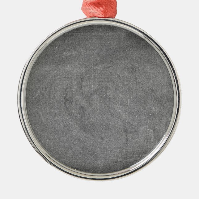 Black Grey Chalkboard Blackboard Background Metal Ornament (Front)