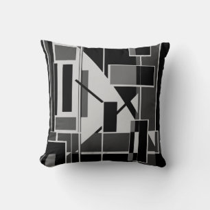 Black Grey Charcoal Boxes Abstract Art Labyrinth Throw Pillow