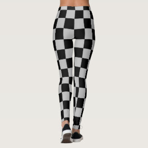 Black Grey Check Sport Leggings