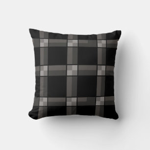Black Grey Check Throw Pillow