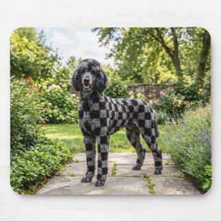 Black & Grey Chequerboard Poodle Mouse Pad