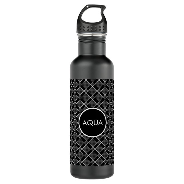 Black & Grey Chequered 710 Ml Water Bottle (Front)