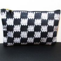 Black Grey Chequered Pattern Artisan Crochet Print