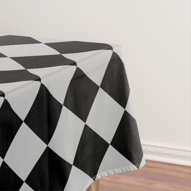 Black Grey Chequered Sport Flag Tablecloth (In Situ)