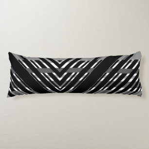 Black Grey Chevron Barcode Striped Body Pillow