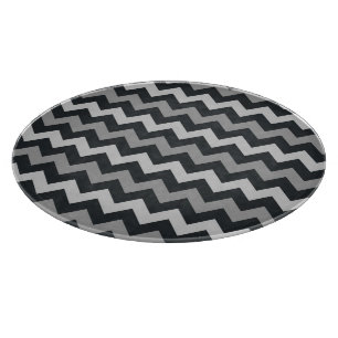 Black grey chevron pattern glass cutting board