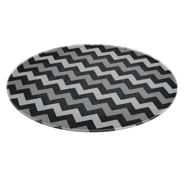 Black grey chevron pattern glass cutting board (Corner)