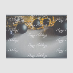 Black Grey Christmas Ornaments with Garlands Tissue Paper