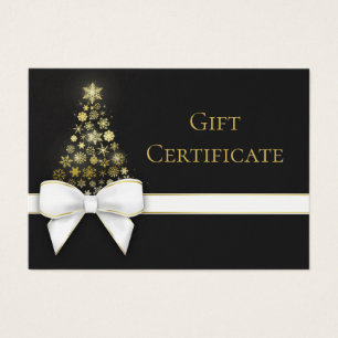 Black Grey Christmas Tree Snowflakes Bow Gift Card