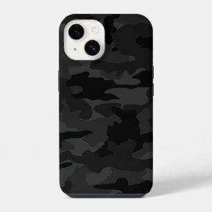 Black & Grey Cool Camo Camouflage Pattern Durable iPhone 14 Case