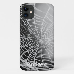Black Grey Creepy Spooky Spider Web Personalized iPhone 11 Case