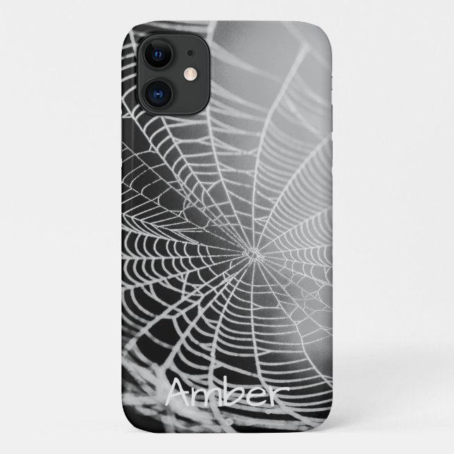 Black Grey Creepy Spooky Spider Web Personalized Case-Mate iPhone Case (Back)