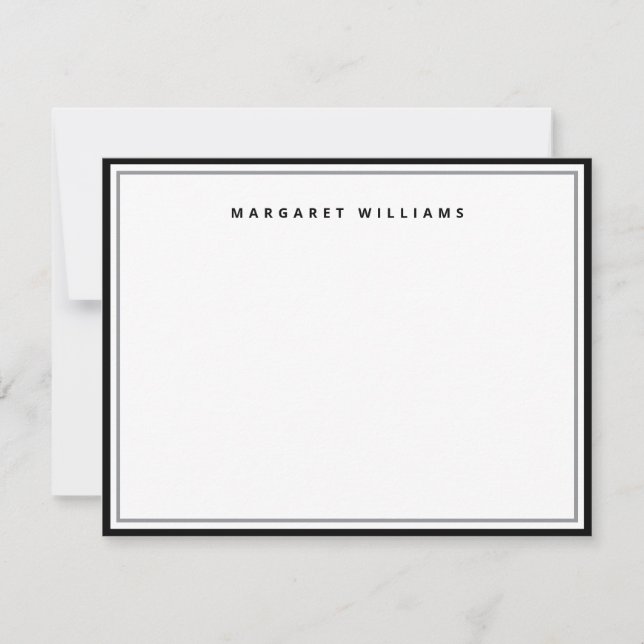 Black & Grey Double Border Simple Minimalist Card (Front)