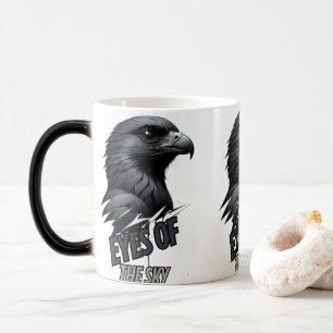 Black Grey Eagle Line Art Magic Mug