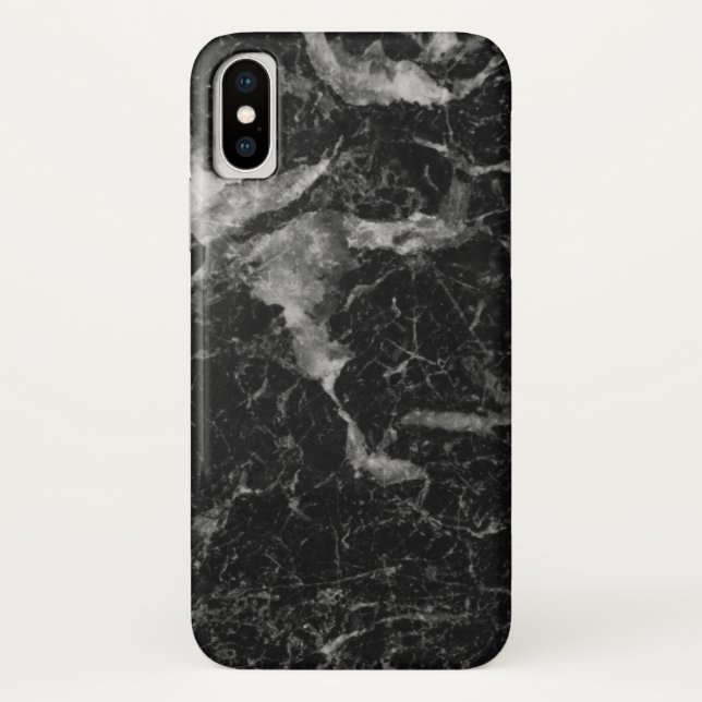 Black & Grey Faux Marble Texture Case-Mate iPhone Case (Back)