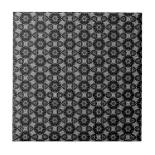 Black Grey Floral Pattern - Add Your Colour Tile