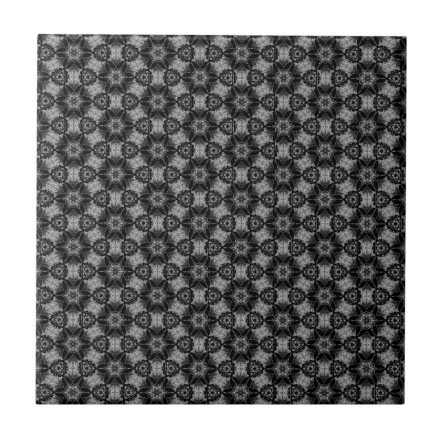 Black Grey Floral Pattern - Add Your Colour Tile (Front)
