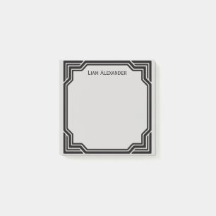 Black & Grey Framed Classic Border   Personalized Post-it Notes