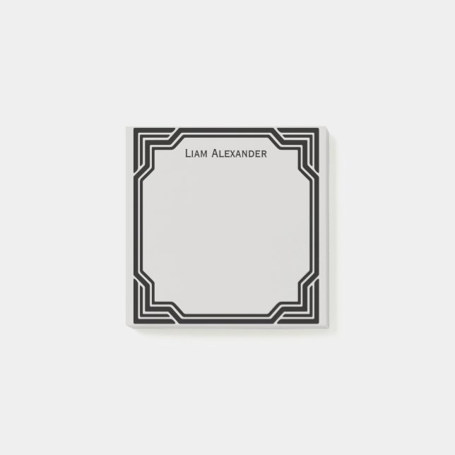 Black & Grey Framed Classic Border | Personalized Post-it Notes (Front)