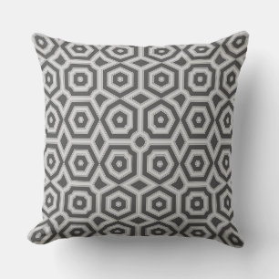 black grey geometric pattern art deco throw pillow