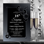Black Grey Geometric Surprise 18th Birthday Party Invitation<br><div class="desc">Organize and invite your friends and loved ones to your surprise 18th birthday party with this stylish black and grey hexagonal geometric birthday party invitation.</div>