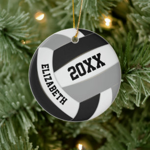 black grey girls boys keepsake volleyball ceramic ornament