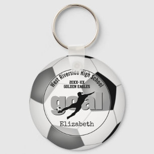 black grey girls soccer goal team spirit sports keychain