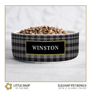 Black Grey Glen Plaid Customized Bowl