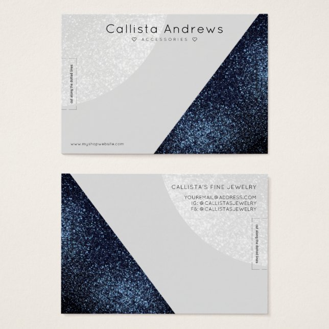 Black Grey Glitter Geo Heart Bracelet Display (Front & Back)