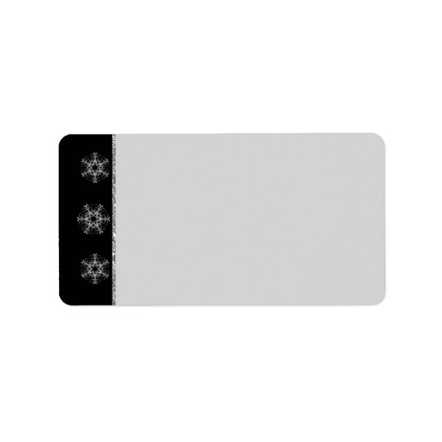 Black Grey Glitter Snowflakes Return Address Label (Front)