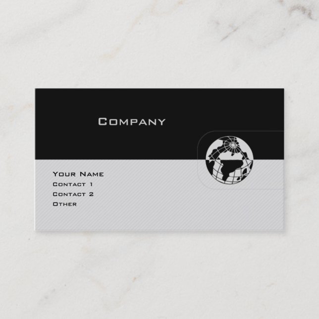 Black & Grey Globe Business Card (Front)