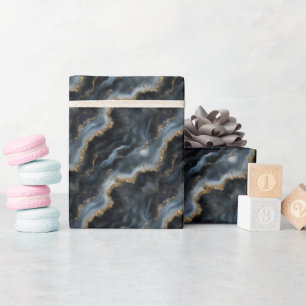 Black, Grey & Gold Marble  Wrapping Paper